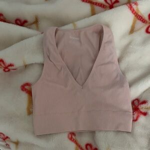 Garage Light Pink Ribbed Crop Top